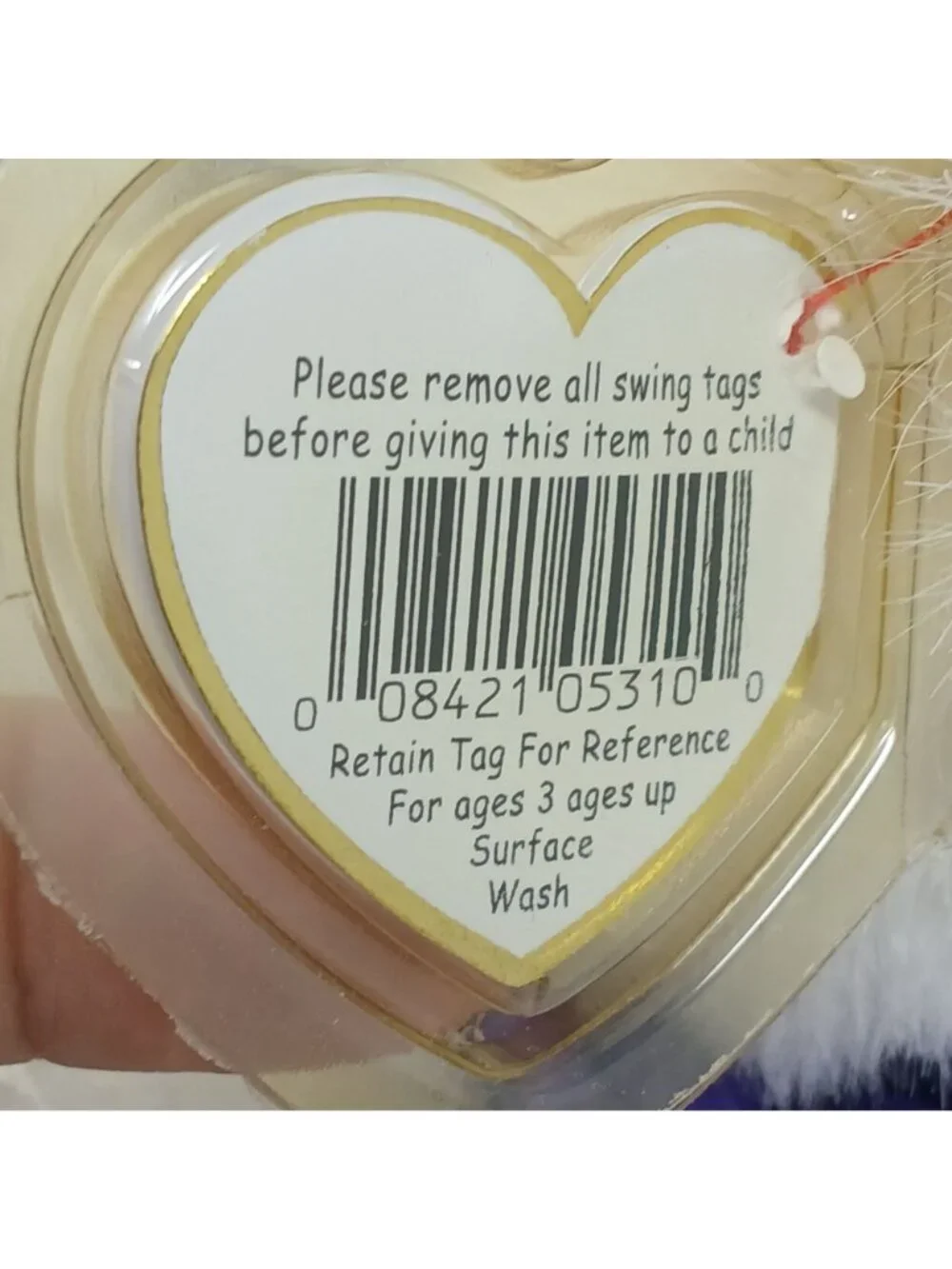 Ty White Teddy Bear I Love You Mom Heart Purple Ribbon 1997 Romeo 14